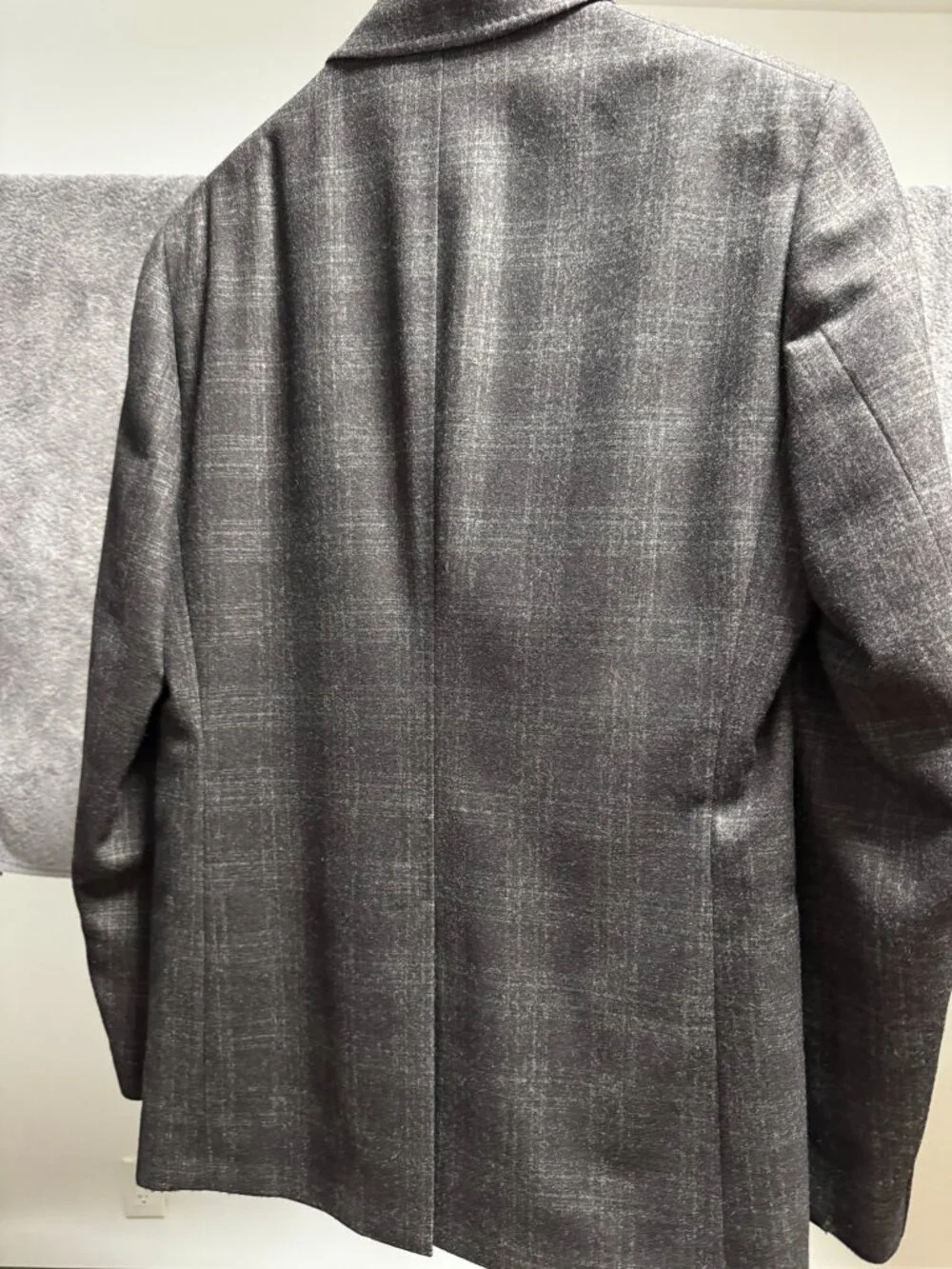 John Varvatos Wool Cashmere Glen Plaid Blazer with Leather Trim – Men's 38R (EU
